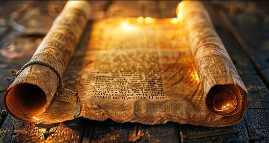 Image of an ancient Roman scroll with a short sample Introduction Audio to Marcus Aurelius by Andrew Weston